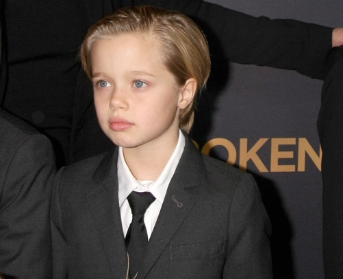 Photo de Brad Pitt  & son  fille  Shiloh