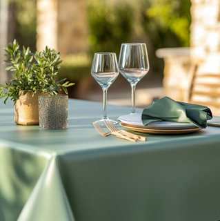 Mantel resinado antimanchas en comedor elegante