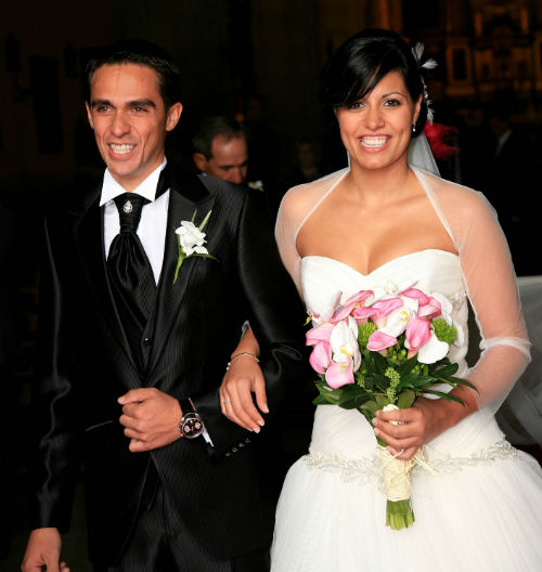 Alberto Contador with Wife Macarena Pescador 