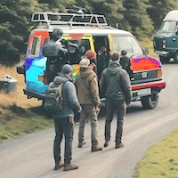 Television crew arriving