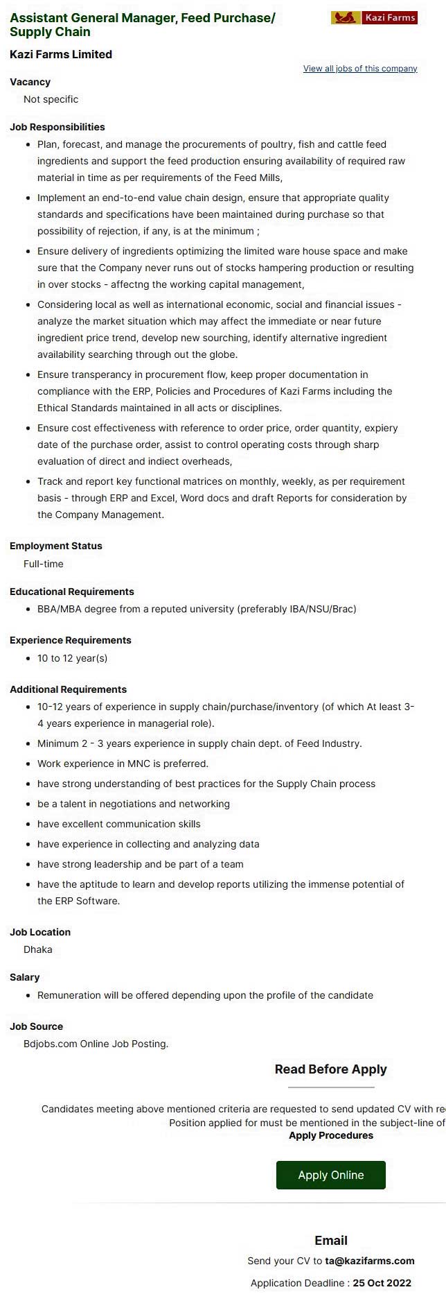 Kazi Farms Group Job 2022