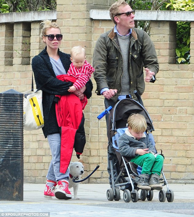 Family photo of the actress,  musician &  dancer (female), married to Laurence Fox,  famous for Animals United, Doctor Who, Secret Diary of a Call Girl.
  