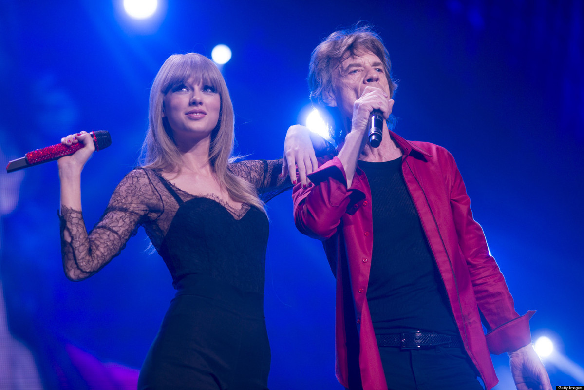 Foto van Mick Jagger  & zijn vriend Taylor Swift