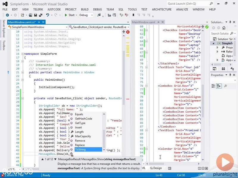 Pluralsight Enterprise WPF with XAML and C from Scratch