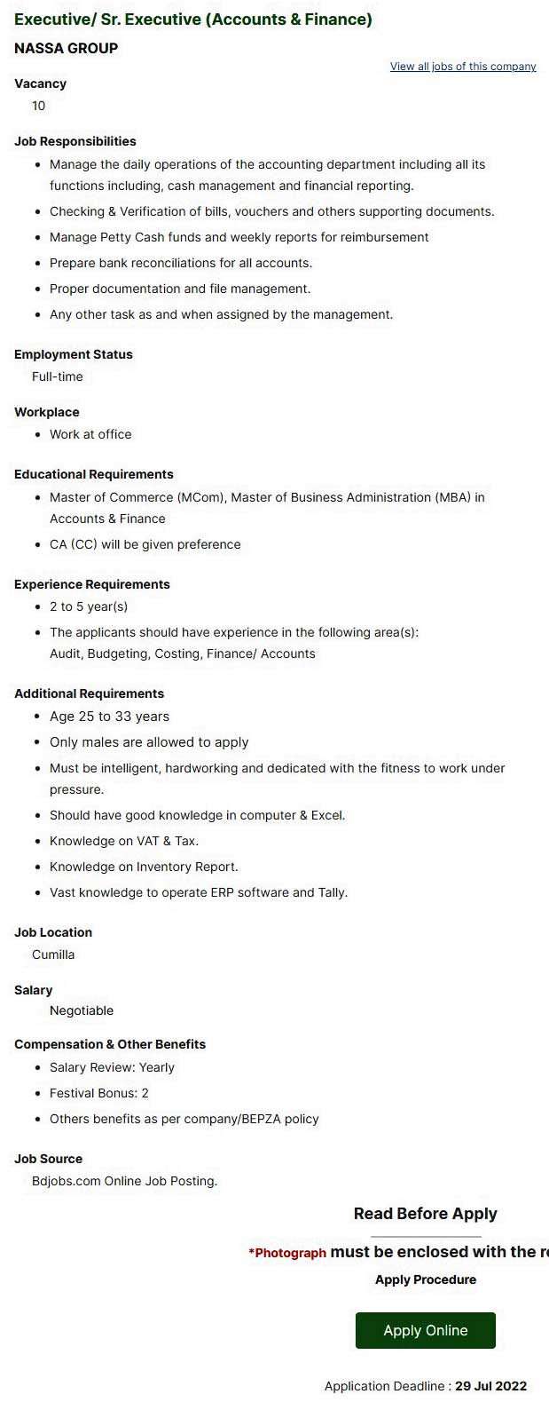 Nassa Group Job Circular 2022