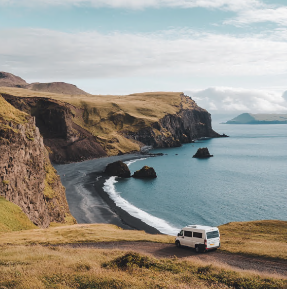 Campervan exploring Westman Islands