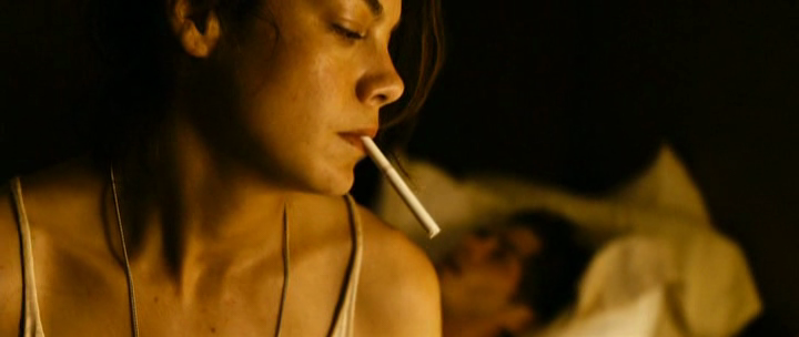 Michelle Monaghan smoking a cigarette (or weed)
