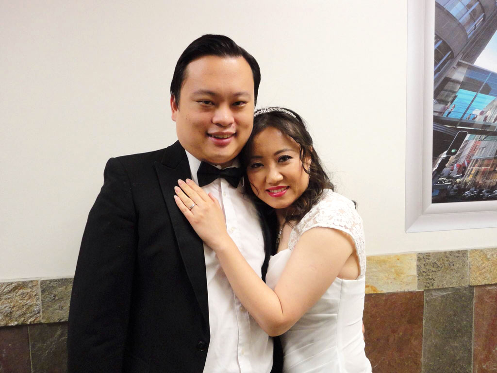 William Hung met aardige, vrouw Jian Teng 