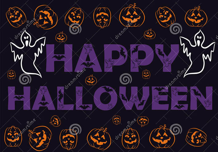 spooky-halloween-wallpaper-background-giftwrap-scary-ghosts-wishing-you-happy-eerie-orange-pumpkins