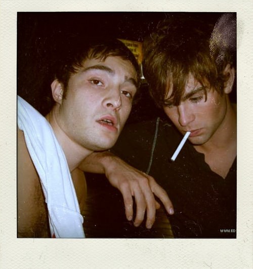 Chace Crawford smoking a cigarette (or weed)
