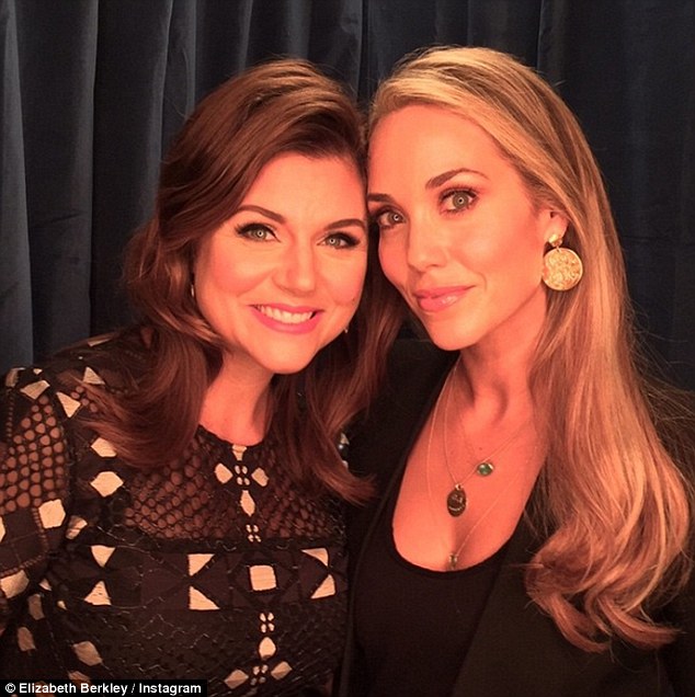 Photo of Elizabeth Berkley  & her friend Tiffani Thiessen