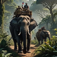Man riding elephant