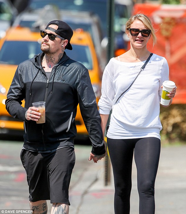 Cameron Diaz with cool, gracious, handsome, Husband  