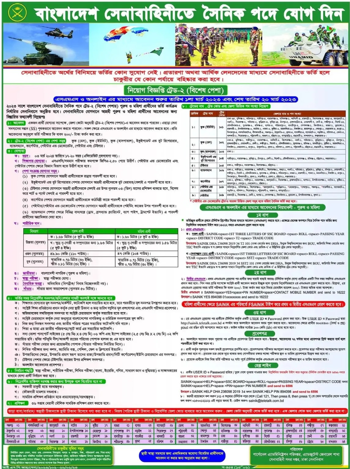 সেনাবাহিনীর নিয়োগ বিজ্ঞপ্তি ২০২৩
