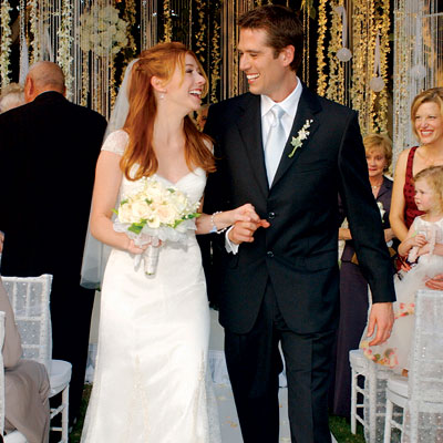    Alyson Hannigan med vänlig, Man Alexis Denisof 