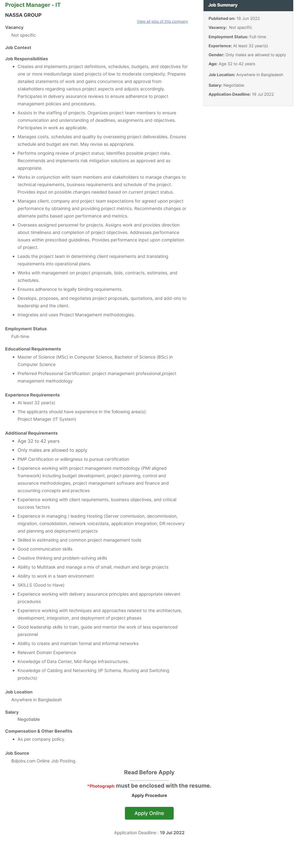 Nassa Group Job Circular 2022