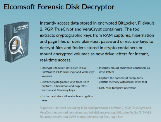 Elcomsoft Forensic Disk Decryptor 2.10 Build 567