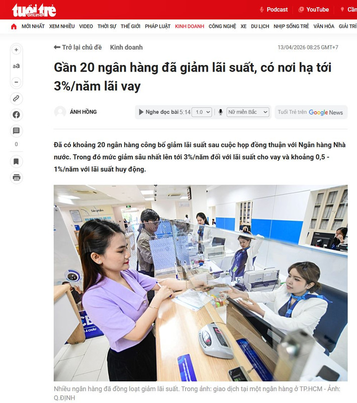 20 ngân hàng giảm lãi suất