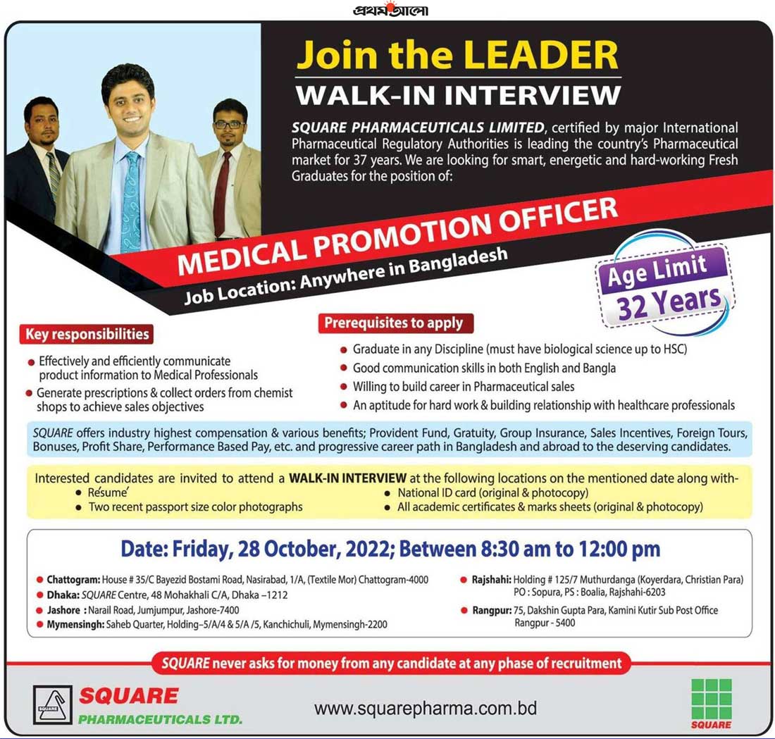 Square Pharmaceutical Job Circular 2022