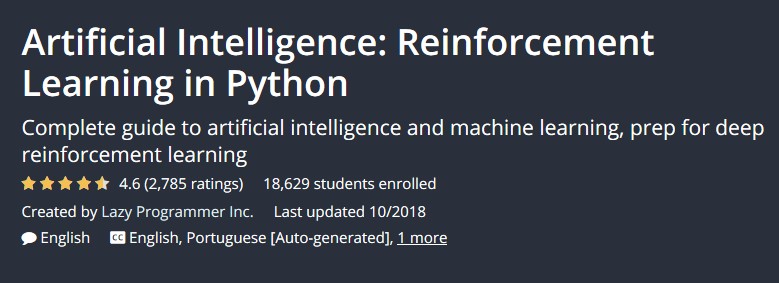 Udemy Artificial Intelligence Reinforcement Learning in Python