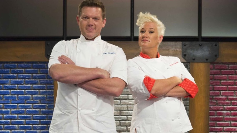 Photo of Tyler Florence  & his friend Anne Burrell