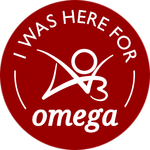 Circular badge with the words 'I was here for omega' with
An A03 logo”>
an A03 logo