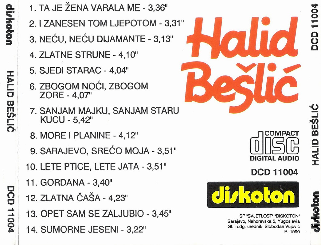 Halid Beslic - 1990 - Hitovi - zadnja