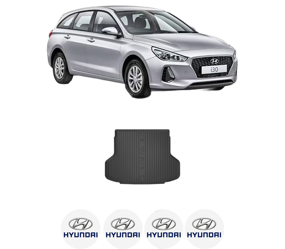 Tavita Portbagaj HYUNDAI i30 Kombi Van (PDE) din 2017-2020, Protectie Portbagaj Auto, 4x Stickere auto cu HYUNDAI