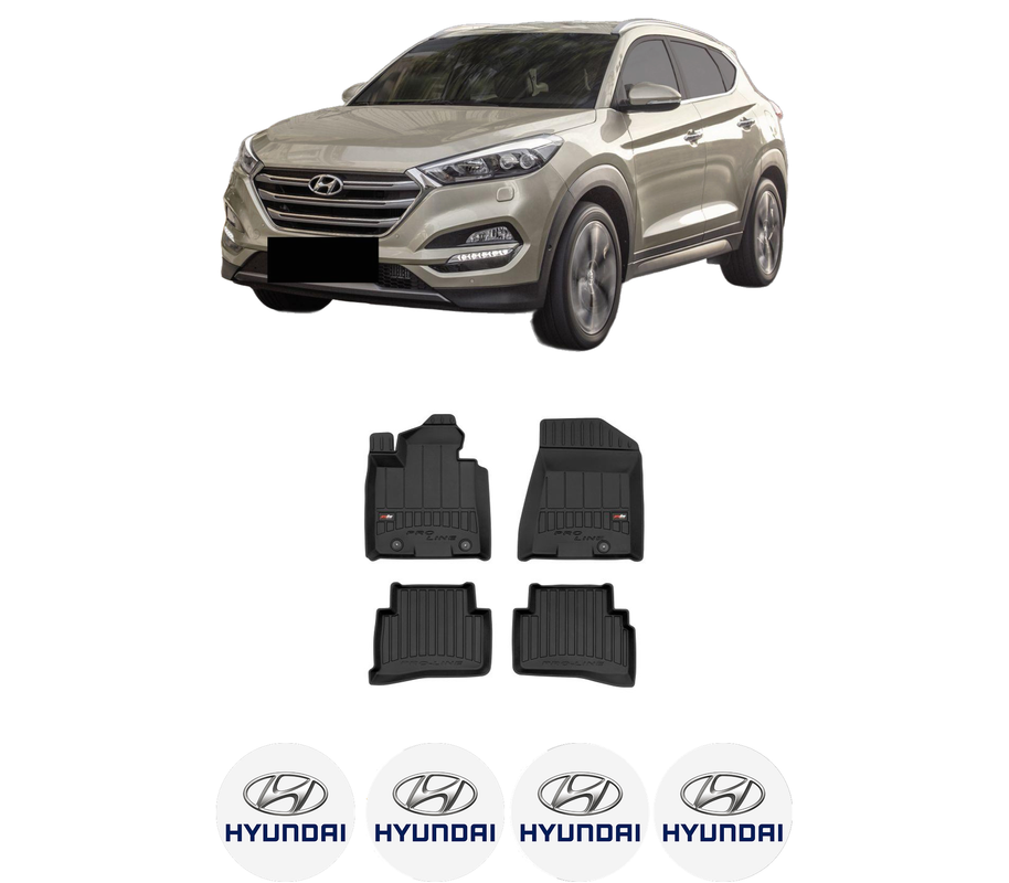 Set covorase presuri HYUNDAI TUCSON (TL, TLE) din 2015-2023, auto, din cauciuc thermoplastic, 4 Stickere auto cu HYUNDAI
