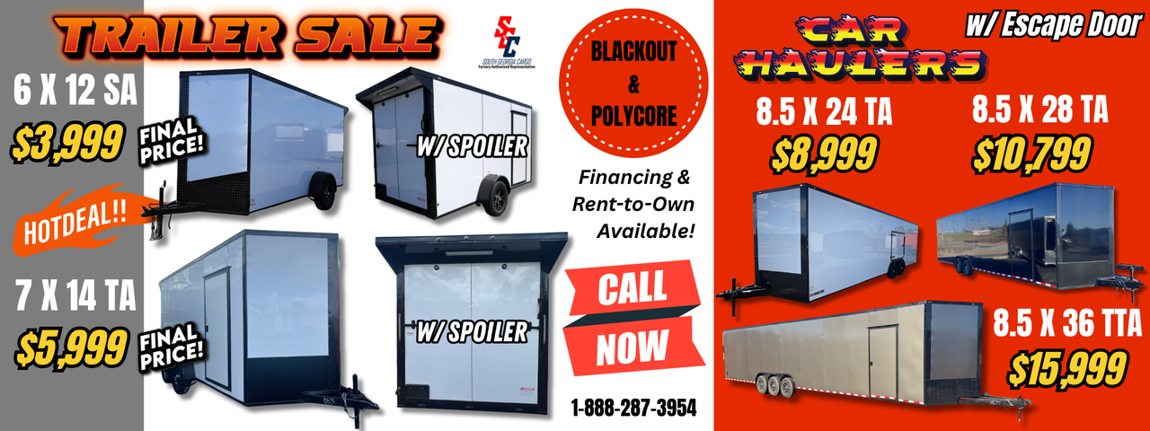 7x14 6x12 8 5x24 car hauler renown cargo trailers