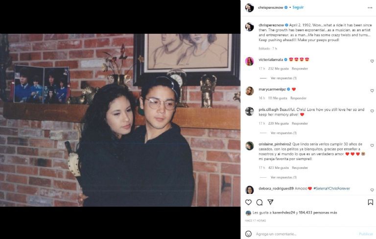 Foto inédita de Selena Quintanilla y Chris Pérez en su aniversario de bodas