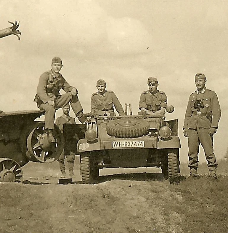 RARE Wehrmacht VW Kübelwagen (WH 637474) by KO d Russian KV 1 Panzer Tank (1)