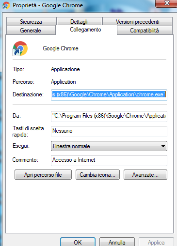 Proprietà di Google Chrome