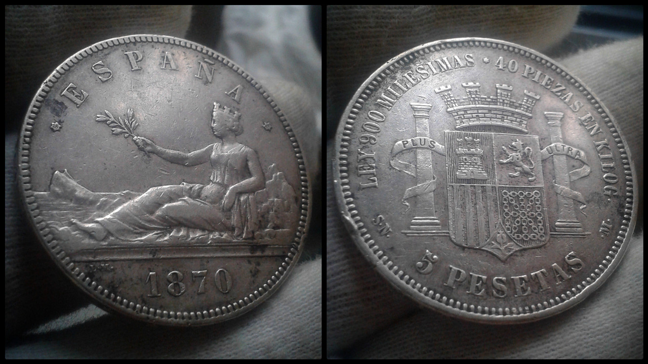 5 pesetas de 1870. El duro de la tristeza. Polish-20210103-231735838