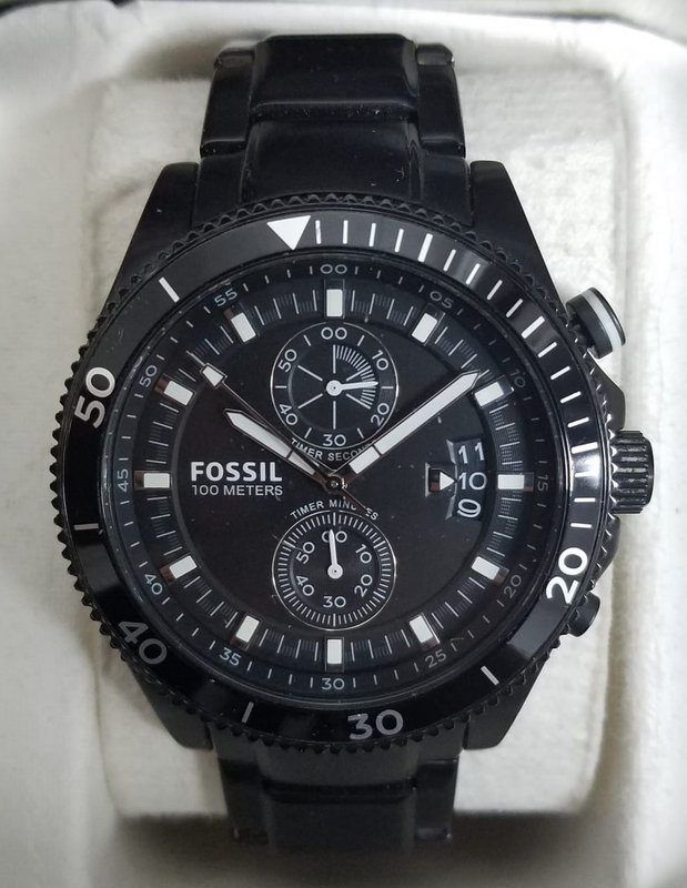 Fossil CH2936 Wakefield Black Dial Black Ion Plated Chronograph