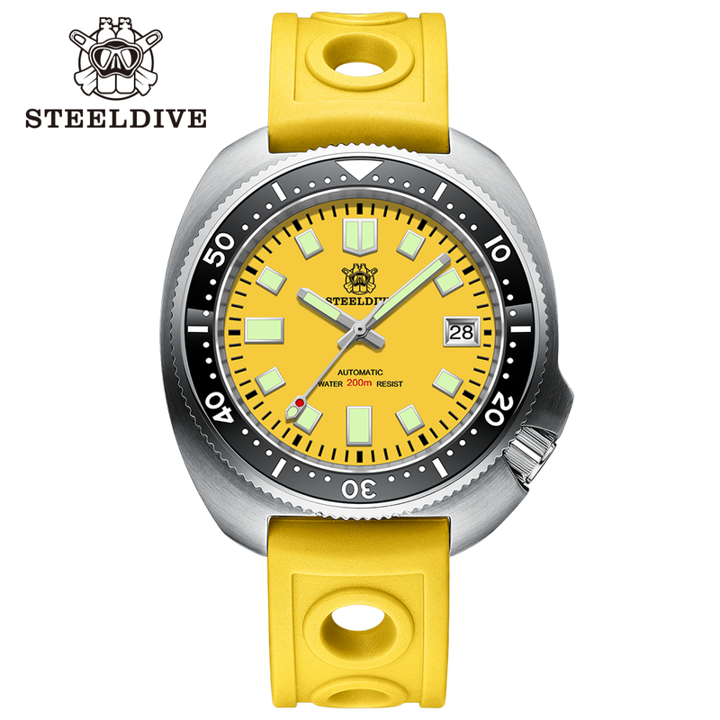 STEELDIVE SD1974 Wrist Watch Yellow Dial Black Ceramic Bezel Super