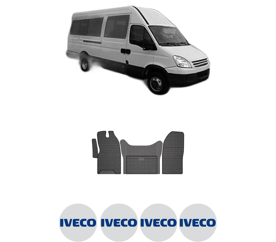 Set covorase presuri IVECO DAILY IV Bus din 2006-2011, auto, din cauciuc thermoplastic, 4 Stickere auto cu IVECO