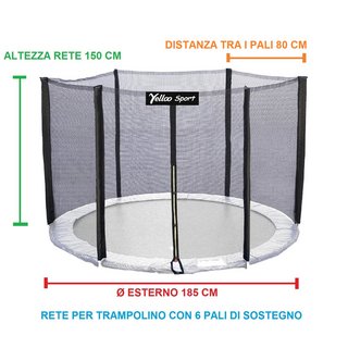 Rete Di Sicurezza Per Trampolino - Ricambio Per 6/8 Pali, Protezione Anti-Caduta, Materiale Resistente