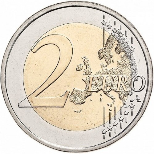 Реверс монети 2 євро Італія 2017 — карта Європи, номінал 2 EURO