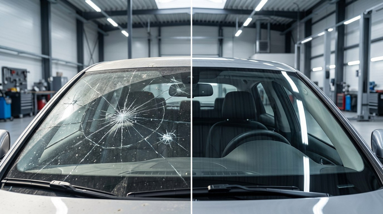 замена лобового стекла до и после