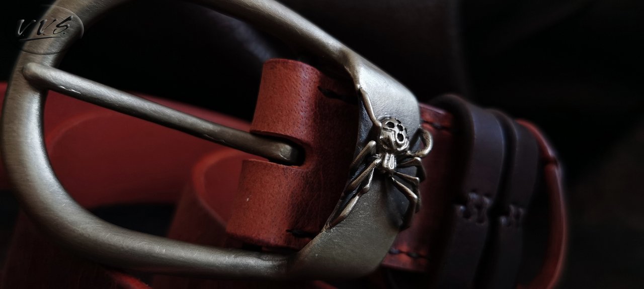 пряжка паук ремень рыжий3