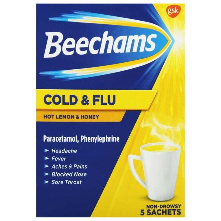 Beechams Cold&Flu Hot Lemon&Honey 5`S