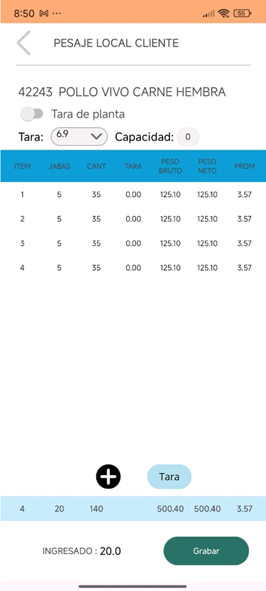 App de Despacho - Registro de Pesadas