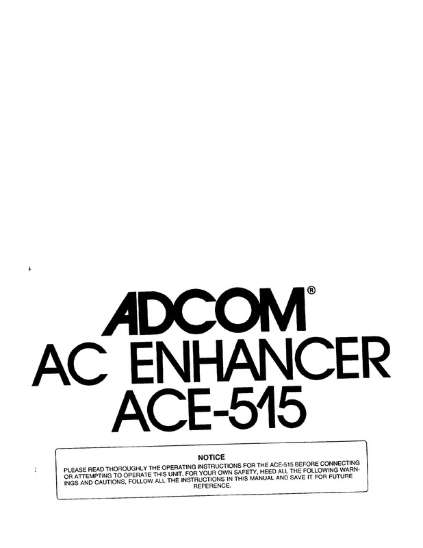 Adcom ACE 515 en - Page 1