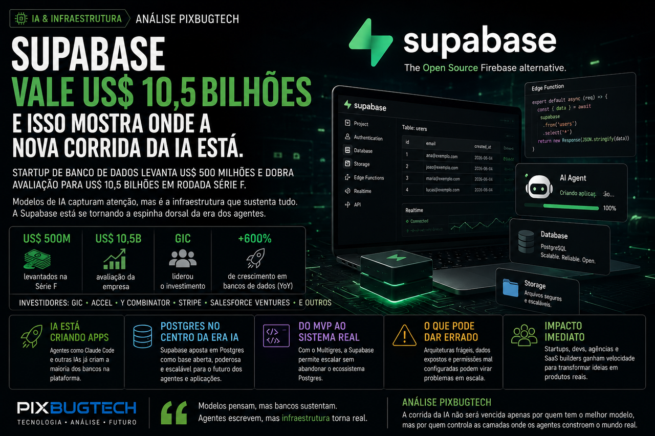 Supabase vale US$ 10,5 bilhões e isso mostra que a nova corrida da IA não será vencida só por quem cria modelos