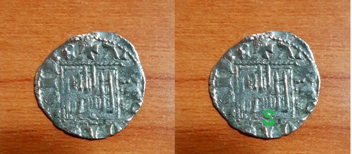 Dinero noven de Alfonso XI. Sevilla A11
