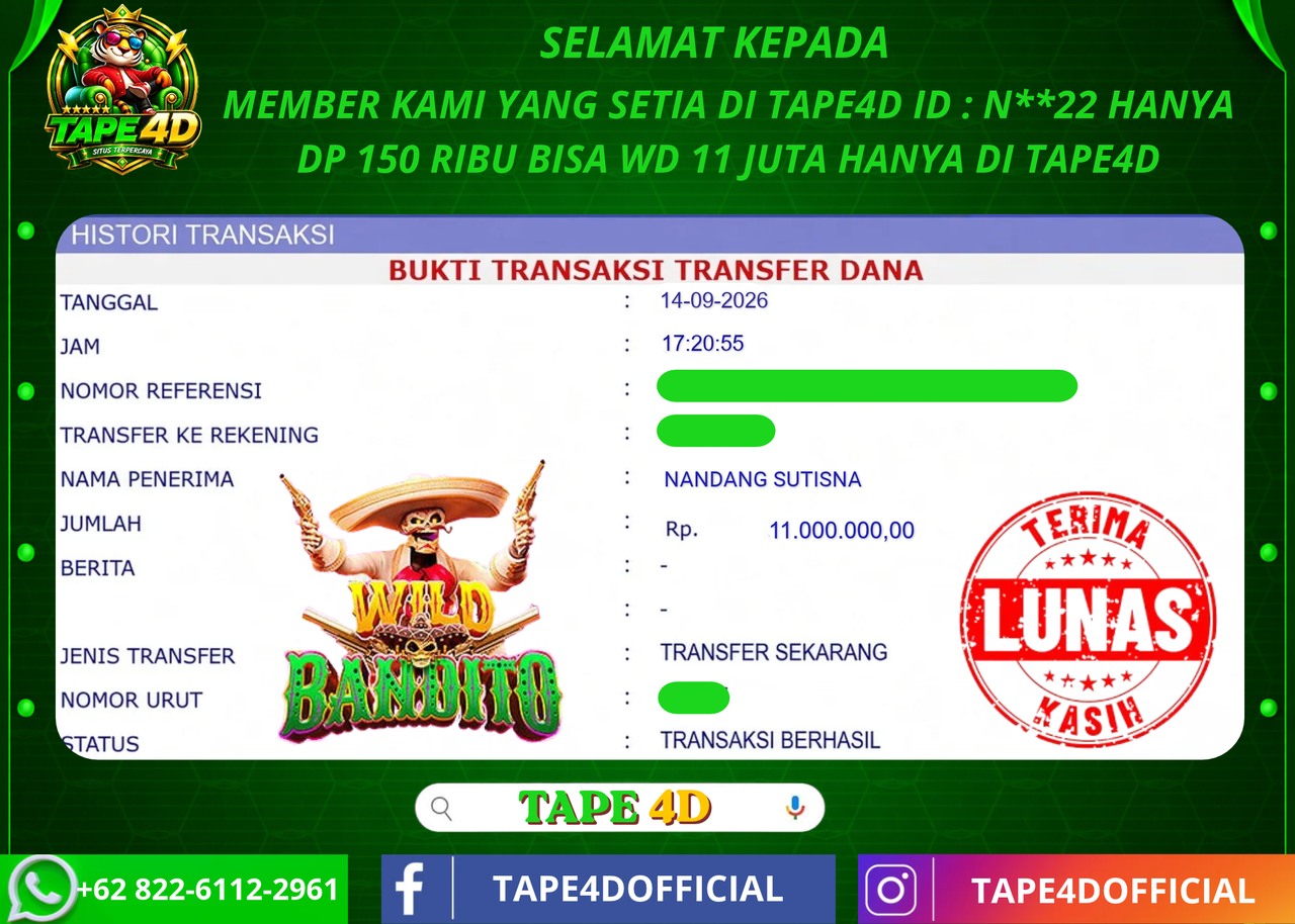 TAPE4D WILD BANDITO PG SOFT 11.000.000-LUNAS