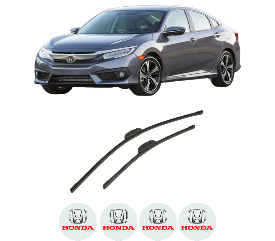 Set stergatoare auto HONDA CIVIC X Hatchback (FC_, FK_) din 2017-2022, pentru parbriz auto, 2 bucati, Bosch Aerotwin Retrofit, din cauciuc siliconat rezistent, 4 Stickere Auto HONDA