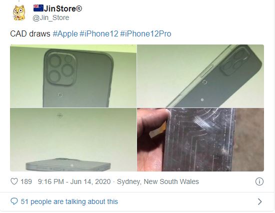 Gambar rekaan (Computer Aided Design, CAD) yang menampilkan gambar iPhone 12
