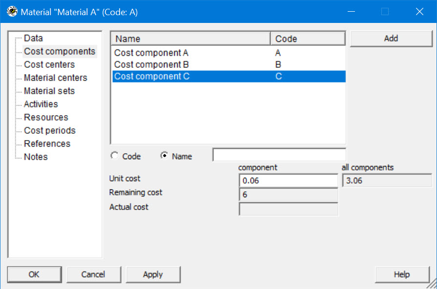 Materials-cost-components